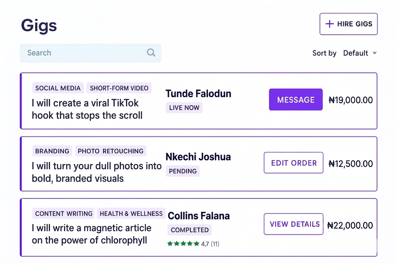 Gig projects UI
