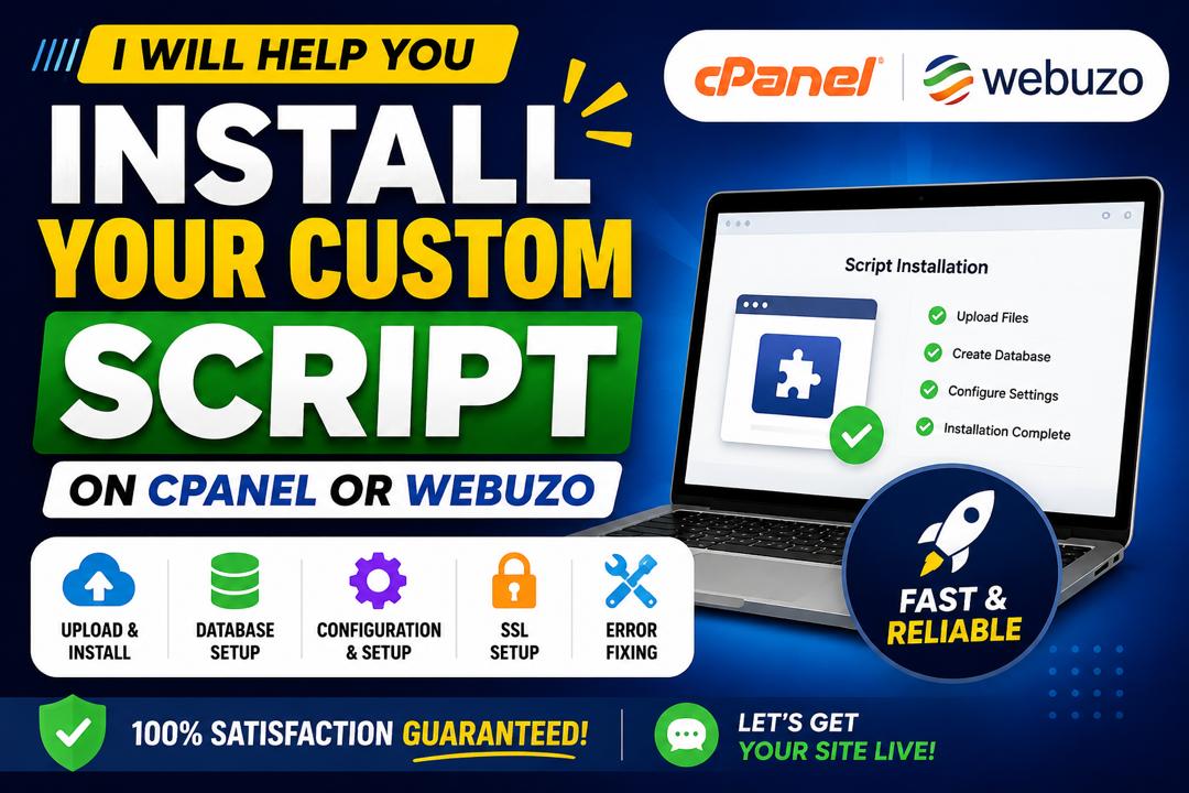 I Will Install Your Custom Script on cPanel or Webuzo Hosting